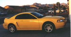 Yellow 1999 Ford Mustang GT