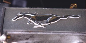 Mustang logo on engine